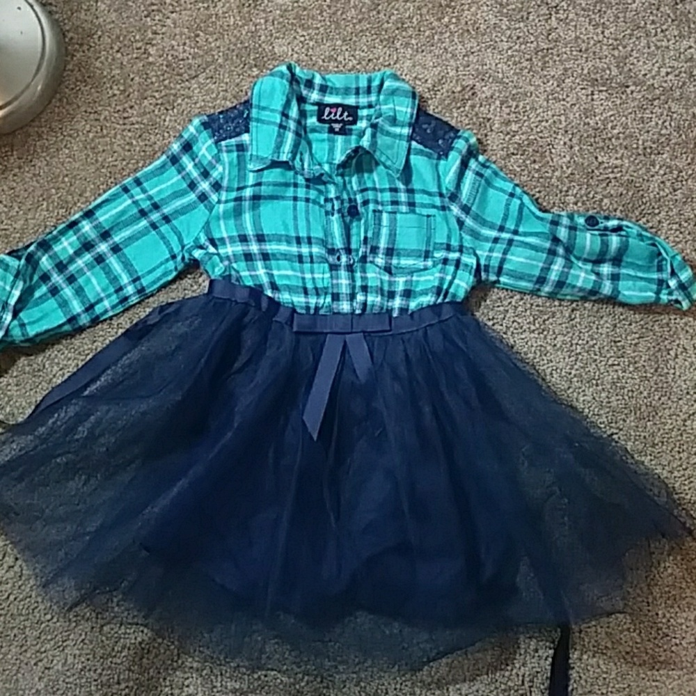 3t Lilt. Flannel and tulle dress